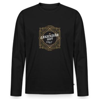 Legendär seit 1961 Retro Level Jahrgang Mann Frau - Männer Premium Bio Langarmshirt - Schwarz - Vorne - Nico (187cm)
