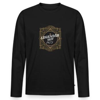 Legendär seit 1971 Retro Level Jahrgang Mann Frau - Männer Premium Bio Langarmshirt - Schwarz - Vorne - Nico (187cm)