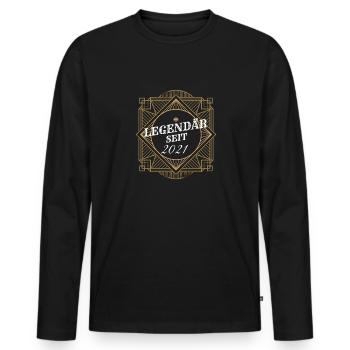 Legendär seit 2021 Retro Level Jahrgang Mann Frau - Männer Premium Bio Langarmshirt - Schwarz - Vorne - Nico (187cm)