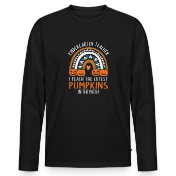 I Teach The Cutest Pumpkins Kindergarten Teacher - Men's Premium Organic Long Sleeve Shirt - black - Front - Nico (187cm)
