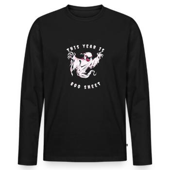 This Year Is Boo Sheet Halloween Ghost - Men's Premium Organic Long Sleeve Shirt - black - Front - Nico (187cm)