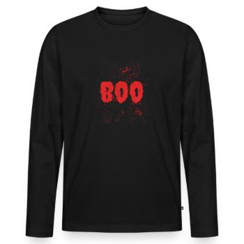 Bloody Text Halloween Boo Funny - Männer Premium Bio Langarmshirt - Schwarz - Vorne - Nico (187cm)
