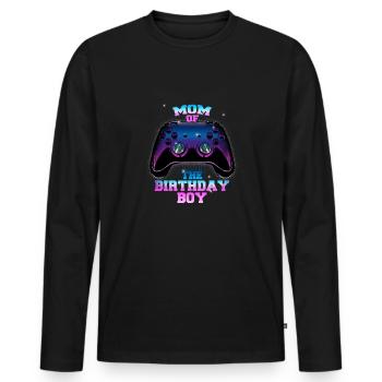 Joystick Mom Of The Birthday Boy Controller Gamer - Men's Premium Organic Long Sleeve Shirt - black - Front - Nico (187cm)