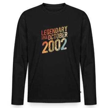 20th Birthday Gift Legendary Since October 2002 20 - Männer Premium Bio Langarmshirt - Schwarz - Vorne - Nico (187cm)