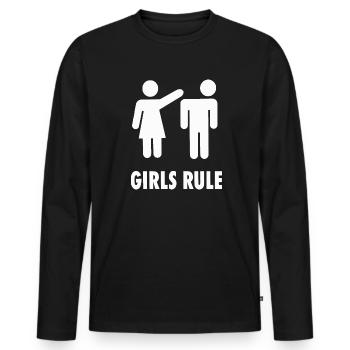 Girls Rule - Girls Rules Women call the shots - Men's Premium Organic Long Sleeve Shirt - black - Front - Nico (187cm)