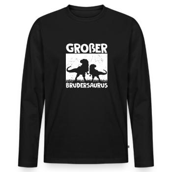 Großer Brudersaurus T-Rex Dino Geschenk Großer Bru - Männer Premium Bio Langarmshirt - Schwarz - Vorne - Nico (187cm)
