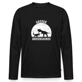 Großer Brudersaurus T-Rex Dino Geschenk Großer Bru - Männer Premium Bio Langarmshirt - Schwarz - Vorne - Nico (187cm)