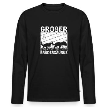 Großer Brudersaurus T-Rex Dino Geschenk Großer Bru - Männer Premium Bio Langarmshirt - Schwarz - Vorne - Nico (187cm)