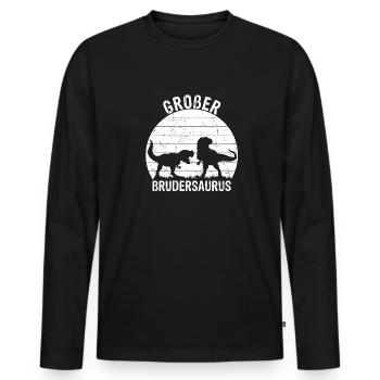 Großer Brudersaurus T-Rex Dino Geschenk Großer Bru - Männer Premium Bio Langarmshirt - Schwarz - Vorne - Nico (187cm)