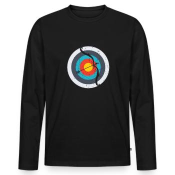 Archery Heartbeat Bow & Arrow Gift - Men's Premium Organic Long Sleeve Shirt - black - Front - Nico (187cm)