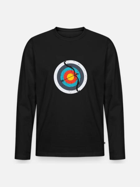 Archery Heartbeat Bow & Arrow Gift - Men's Premium Organic Long Sleeve Shirt - black
