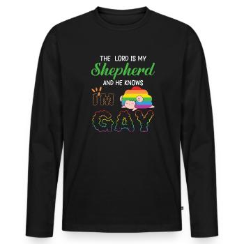 LBGT Flag Gay Pride Human Vintage Rainbow - Männer Premium Bio Langarmshirt - Schwarz - Vorne - Nico (187cm)