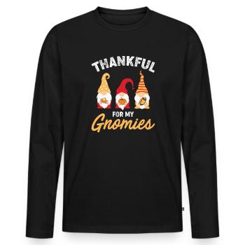 Thanksgiving Thankful pour mes Gnomies - T-shirt manches longues Premium bio Homme - noir - Devant - Nico (187cm)