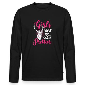 Les filles chassent aussi seulement plus joli cadeau de chasse de chasseresse - T-shirt manches longues Premium bio Homme - noir - Devant - Nico (187cm)