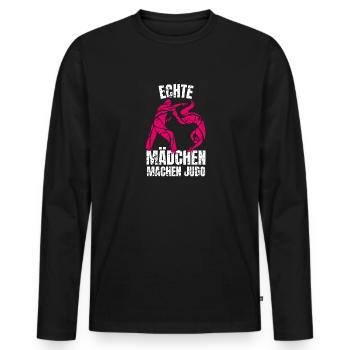 Kampfsport Echte Mädchen machen Judo - Männer Premium Bio Langarmshirt - Schwarz - Vorne - Nico (187cm)