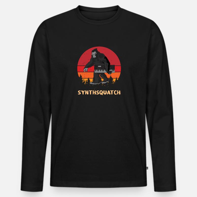 Sasquatch Synthesizer Dj Keyboard Synthsquatch - Männer Premium Bio Langarmshirt - Schwarz