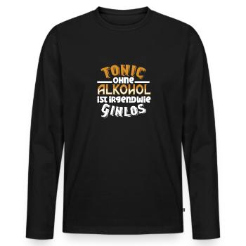 Tonic Sans alcool est en quelque sorte Ginlos Gin - T-shirt manches longues Premium bio Homme - noir - Devant - Nico (187cm)