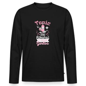 Tonic Sans alcool est en quelque sorte Ginlos Gin - T-shirt manches longues Premium bio Homme - noir - Devant - Nico (187cm)