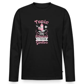 Tonic Sans alcool est en quelque sorte Ginlos Gin - T-shirt manches longues Premium bio Homme - noir - Devant - Nico (187cm)