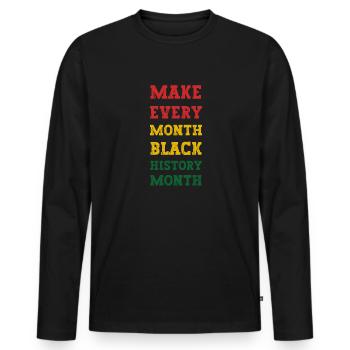 Make every Month Black History Month - Männer Premium Bio Langarmshirt - Schwarz - Vorne - Nico (187cm)