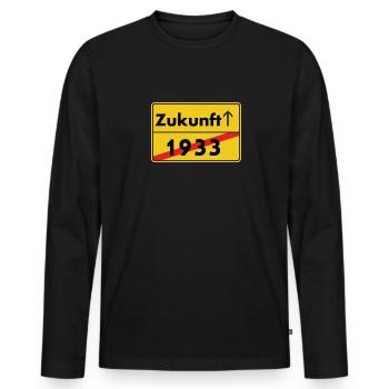 Zukunft by HOB Products - Männer Premium Bio Langarmshirt - Schwarz - Vorne - Nico (187cm)
