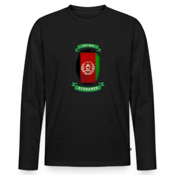 Fingerabdruck Ich bin Afghaner Flagge - Männer Premium Bio Langarmshirt - Schwarz - Vorne - Nico (187cm)