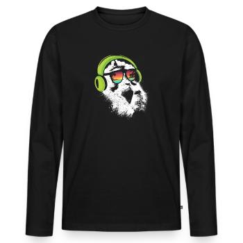 Monkey Design mit DJ Kopfhörer und Sonnenbrille Af - Männer Premium Bio Langarmshirt - Schwarz - Vorne - Nico (187cm)