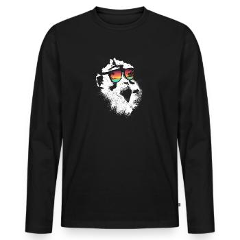 Monkey Design mit DJ Kopfhörer und Sonnenbrille Af - Männer Premium Bio Langarmshirt - Schwarz - Vorne - Nico (187cm)