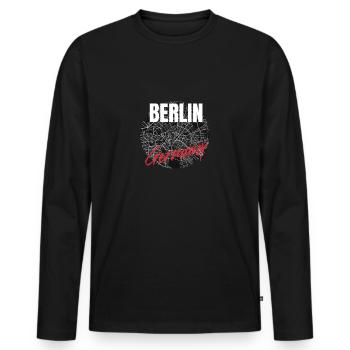 Berlin carte de la ville carte de la ville - T-shirt manches longues Premium bio Homme - noir - Devant - Nico (187cm)
