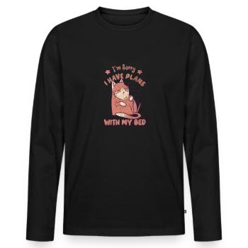 I'm sorry i have plans with my bed Sarcastic Cat - Männer Premium Bio Langarmshirt - Schwarz - Vorne - Nico (187cm)