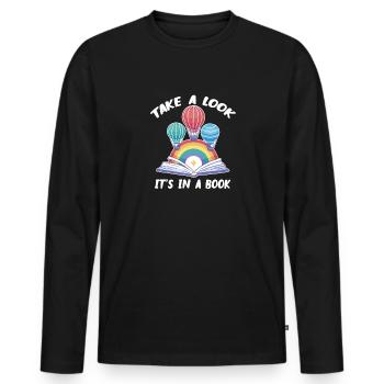 Take A Look It's A Book Retro Rainbow Reading - Männer Premium Bio Langarmshirt - Schwarz - Vorne - Nico (187cm)