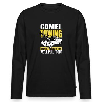 Tow Truck Camel Towing when it's wedged in tight - Men's Premium Organic Long Sleeve Shirt - black - Front - Nico (187cm)