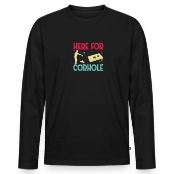 Ici pour Cornhole - T-shirt manches longues Premium bio Homme - noir - Devant - Nico (187cm)