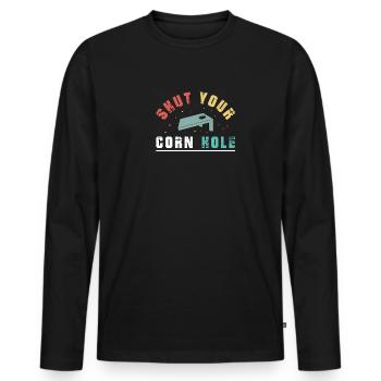Fermez votre trou de maïs - T-shirt manches longues Premium bio Homme - noir - Devant - Nico (187cm)