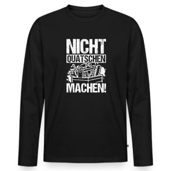 Nicht Quatschen Machen - Spruch Lustig Maurer Gese - Männer Premium Bio Langarmshirt - Schwarz - Vorne - Nico (187cm)