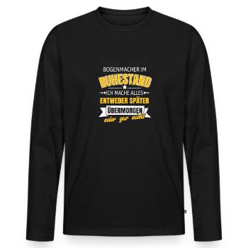 Bogenmacher im Ruhestand mache alles später für - Männer Premium Bio Langarmshirt - Schwarz - Vorne - Nico (187cm)