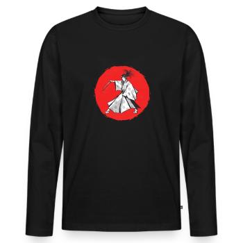 Japonais Samurai Femme Culture Esthétique Otaku - T-shirt manches longues Premium bio Homme - noir - Devant - Nico (187cm)