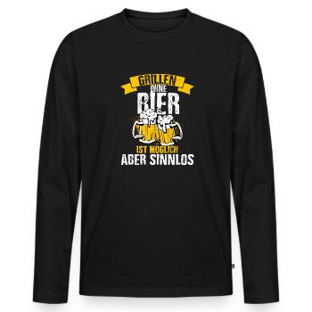 Grillen Ohne Bier Ist Möglich Aber Sinnlos - Grill - Männer Premium Bio Langarmshirt - Schwarz - Vorne - Nico (187cm)