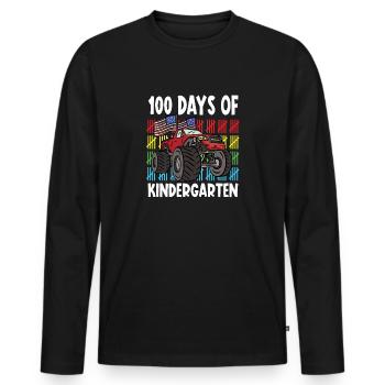 100 Days Of Kindergarten Mosnter Trucks - Men's Premium Organic Long Sleeve Shirt - black - Front - Nico (187cm)