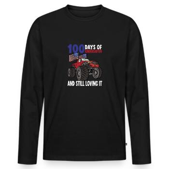 100 Days Of Kindergarten Mosnter Trucks - Men's Premium Organic Long Sleeve Shirt - black - Front - Nico (187cm)