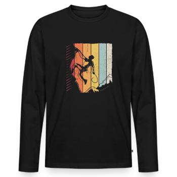 Bergsteiger Kletterer Bouldern Vintage Berge Felse - Männer Premium Bio Langarmshirt - Schwarz - Vorne - Nico (187cm)