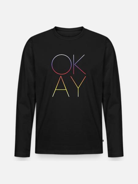 OKAY - Ok - Männer Premium Bio Langarmshirt - Schwarz