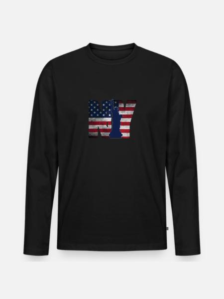 New York Manhattan Souvenir America NYC USA - Men's Premium Organic Long Sleeve Shirt - black