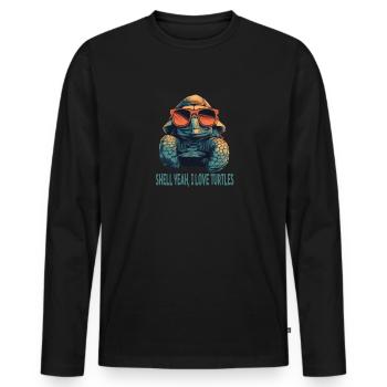 Turtle with Sunglasses - Shell yes i love turtles - Men's Premium Organic Long Sleeve Shirt - black - Front - Nico (187cm)
