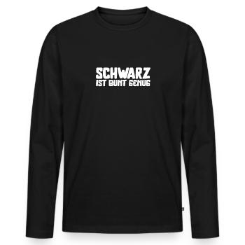 Schwarz ist bunt genug - Männer Premium Bio Langarmshirt - Schwarz - Vorne - Nico (187cm)