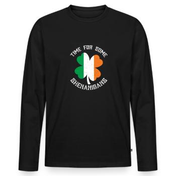 Ireland Shamrock Shenanigans Saint Patrick's Day - Men's Premium Organic Long Sleeve Shirt - black - Front - Nico (187cm)