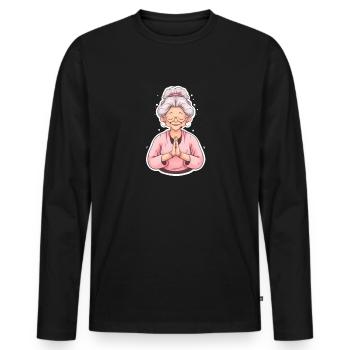 Yoga Grandma - Männer Premium Bio Langarmshirt - Schwarz - Vorne - Nico (187cm)