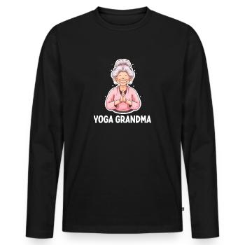 Yoga Grandma - Männer Premium Bio Langarmshirt - Schwarz - Vorne - Nico (187cm)