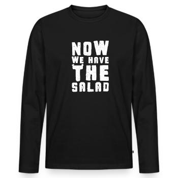 Denglish Allemand Anglais Maintenant nous avons la salade - T-shirt manches longues Premium bio Homme - noir - Devant - Nico (187cm)