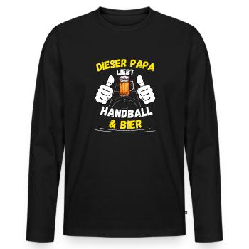 Stolzer Handball Papa Bier lustiges Geschenk Vater - Männer Premium Bio Langarmshirt - Schwarz - Vorne - Nico (187cm)